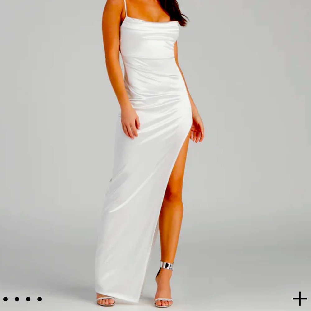 LOLA High Slit Satin Dress